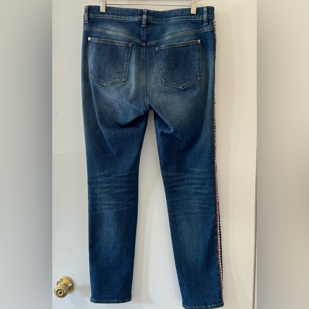 CHANEL Blue Straight Leg Jeans with Braided Detail 2019 Collection size 42 - Picture 3 of 17
